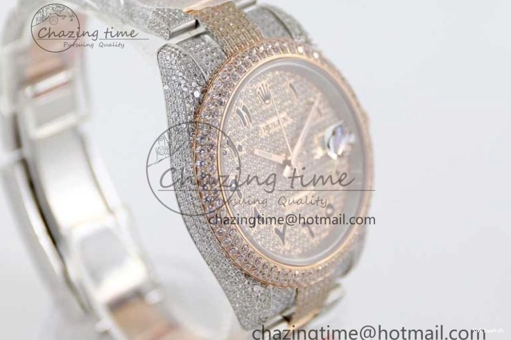 Markers Dial SS Edition A2824 Best Arabic Full on RG 41 Diamonds Bracelet TWF 1:1 Datejust 0313
